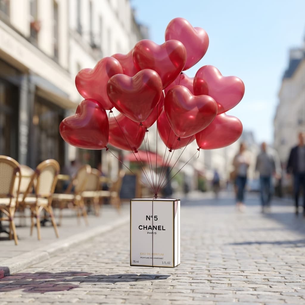 Chanel N°5 with balloons