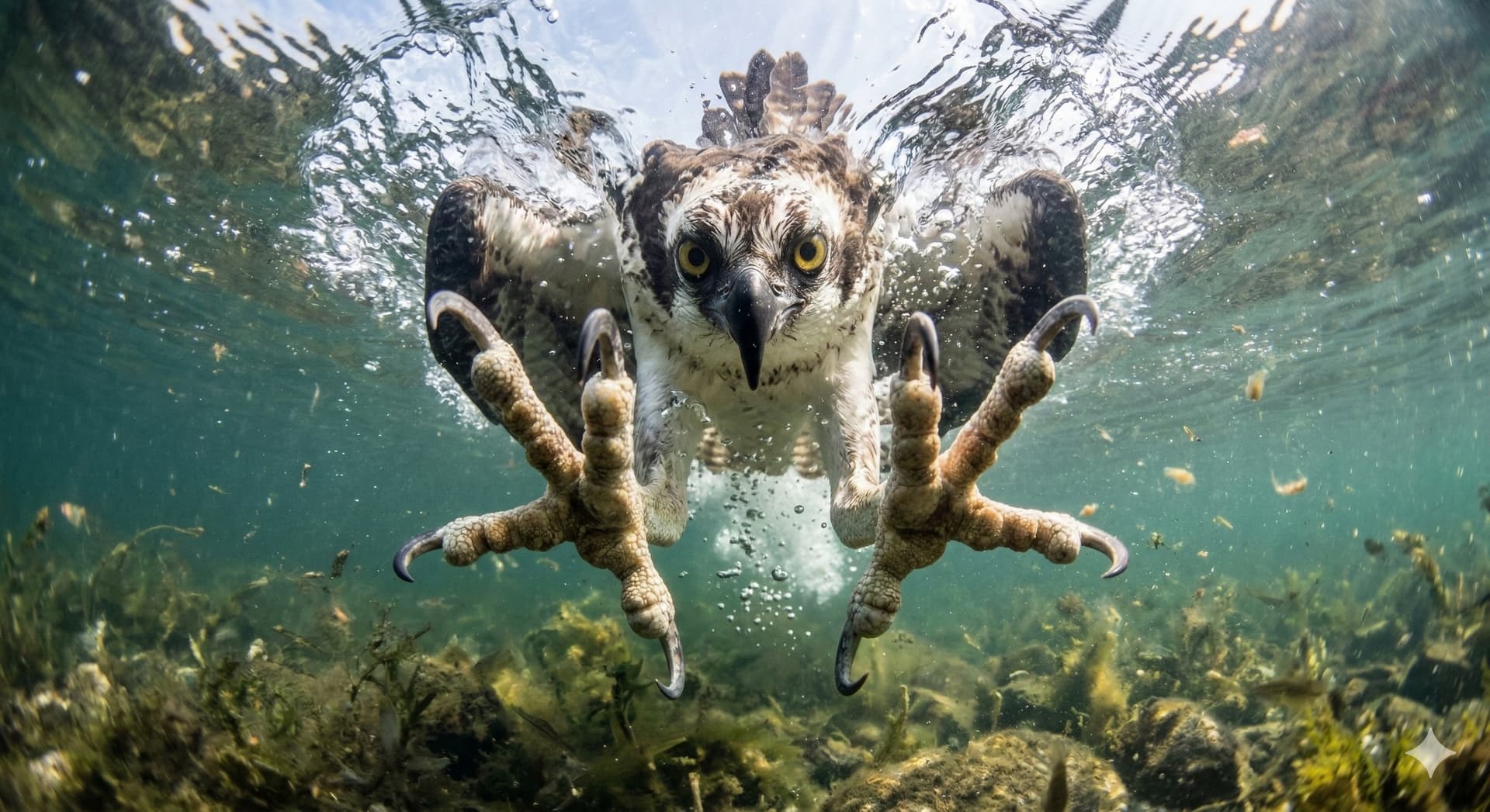 Osprey Diving Underwater View