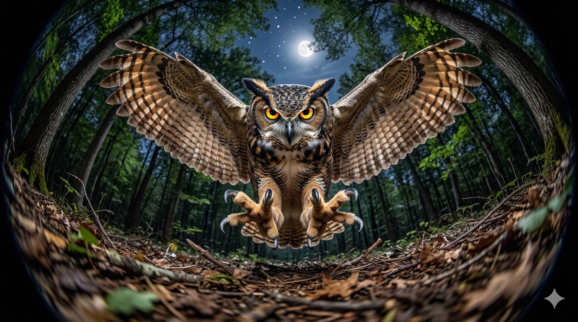 Great Horned Owl Swooping