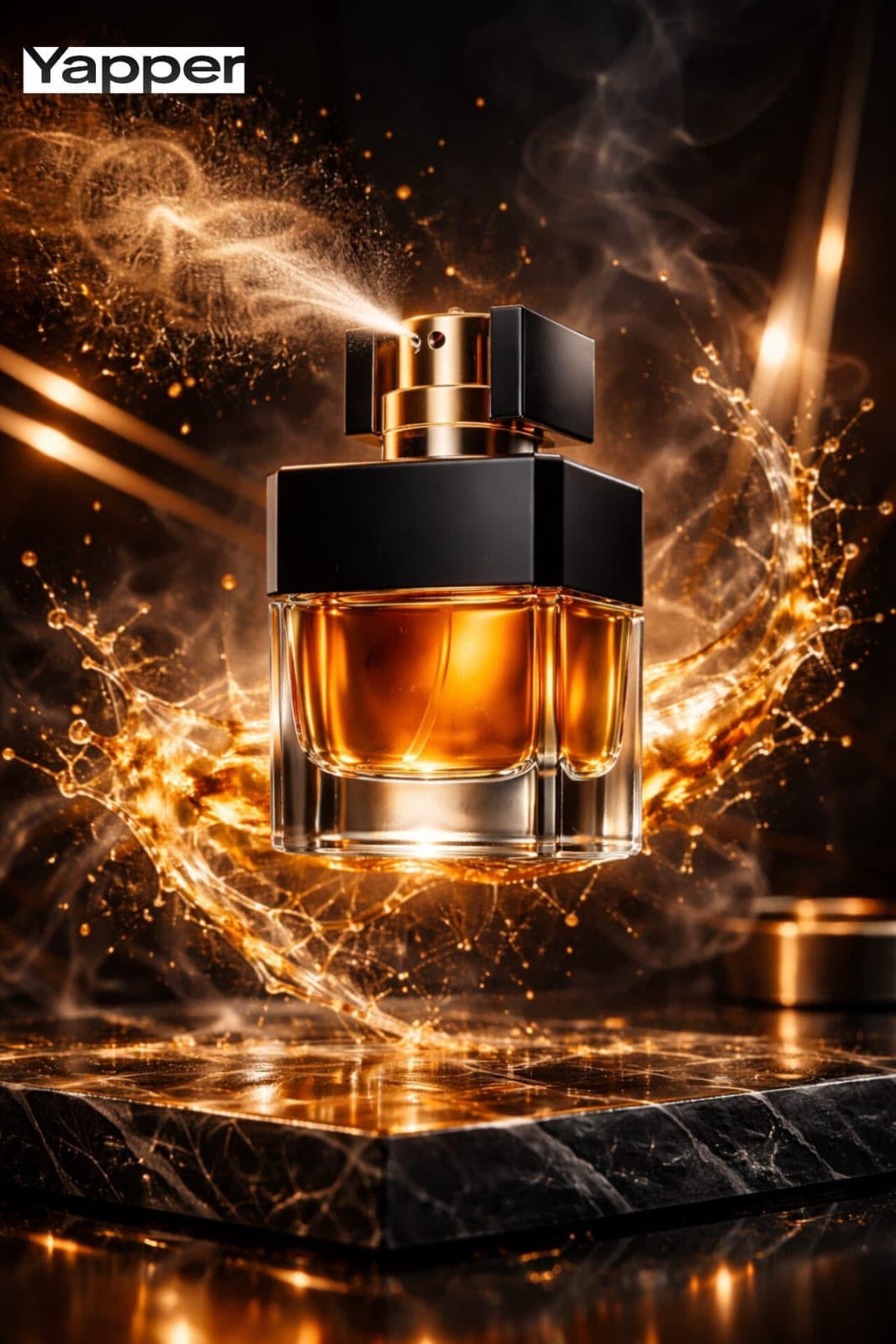Black Perfume Bottle Dynamic Splashes