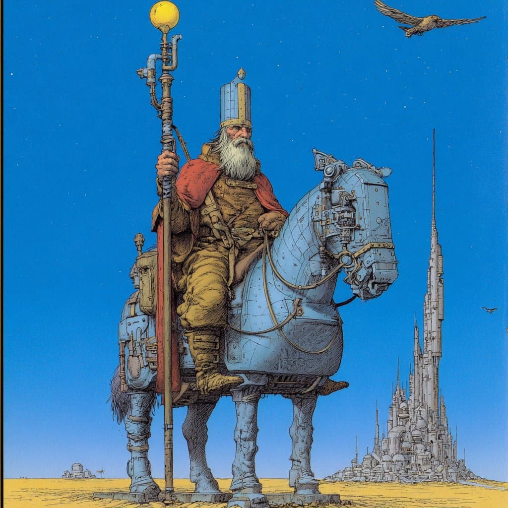 Sage Riding a Mechanical Horse