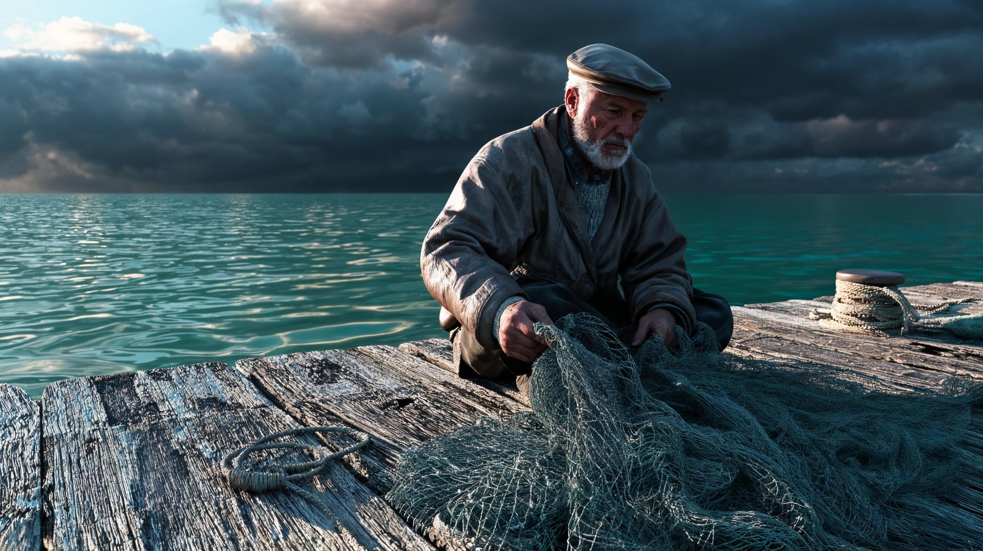Fisherman Mending Nets