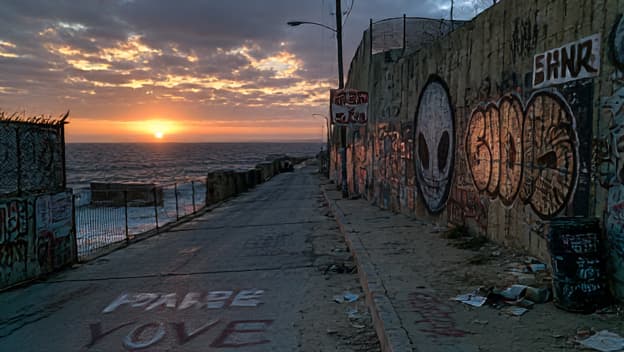 Sunset Alien Wall