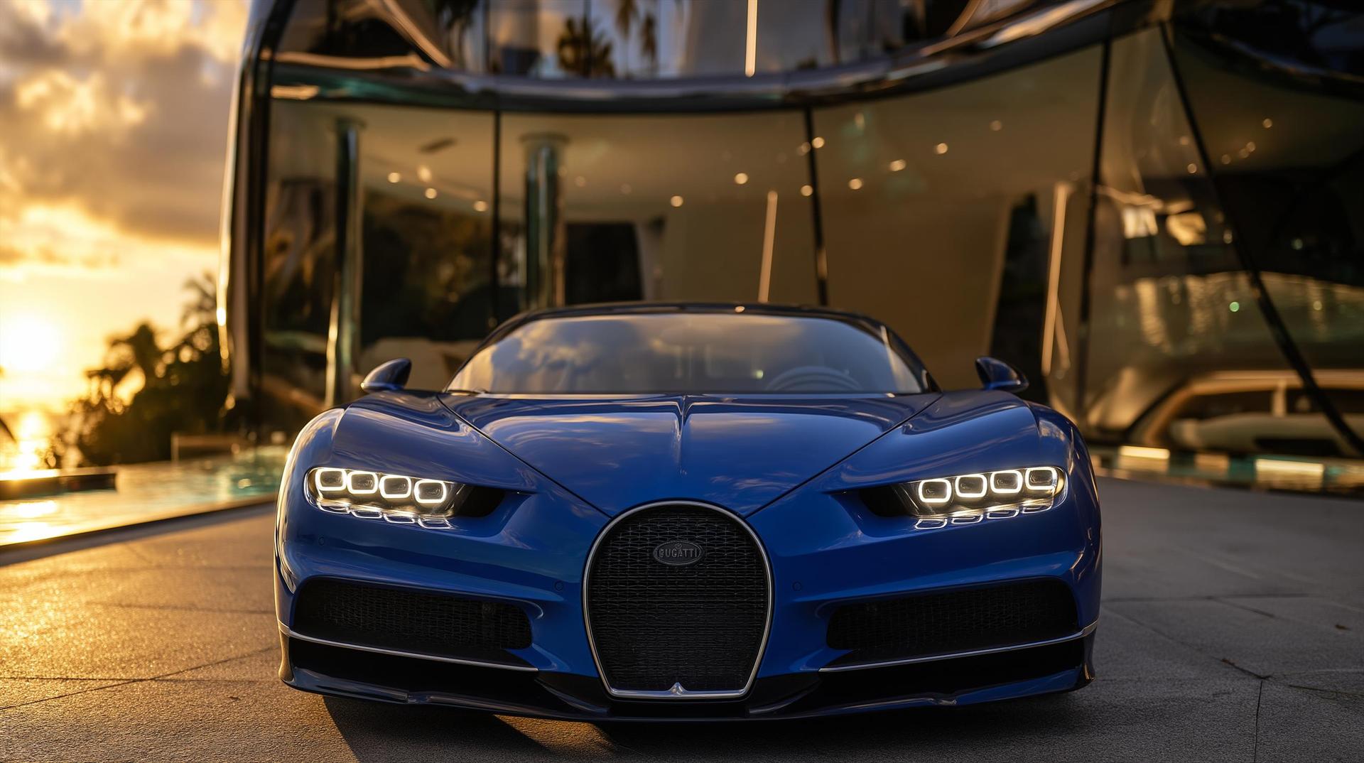 Blue Bugatti Sunset Mansion