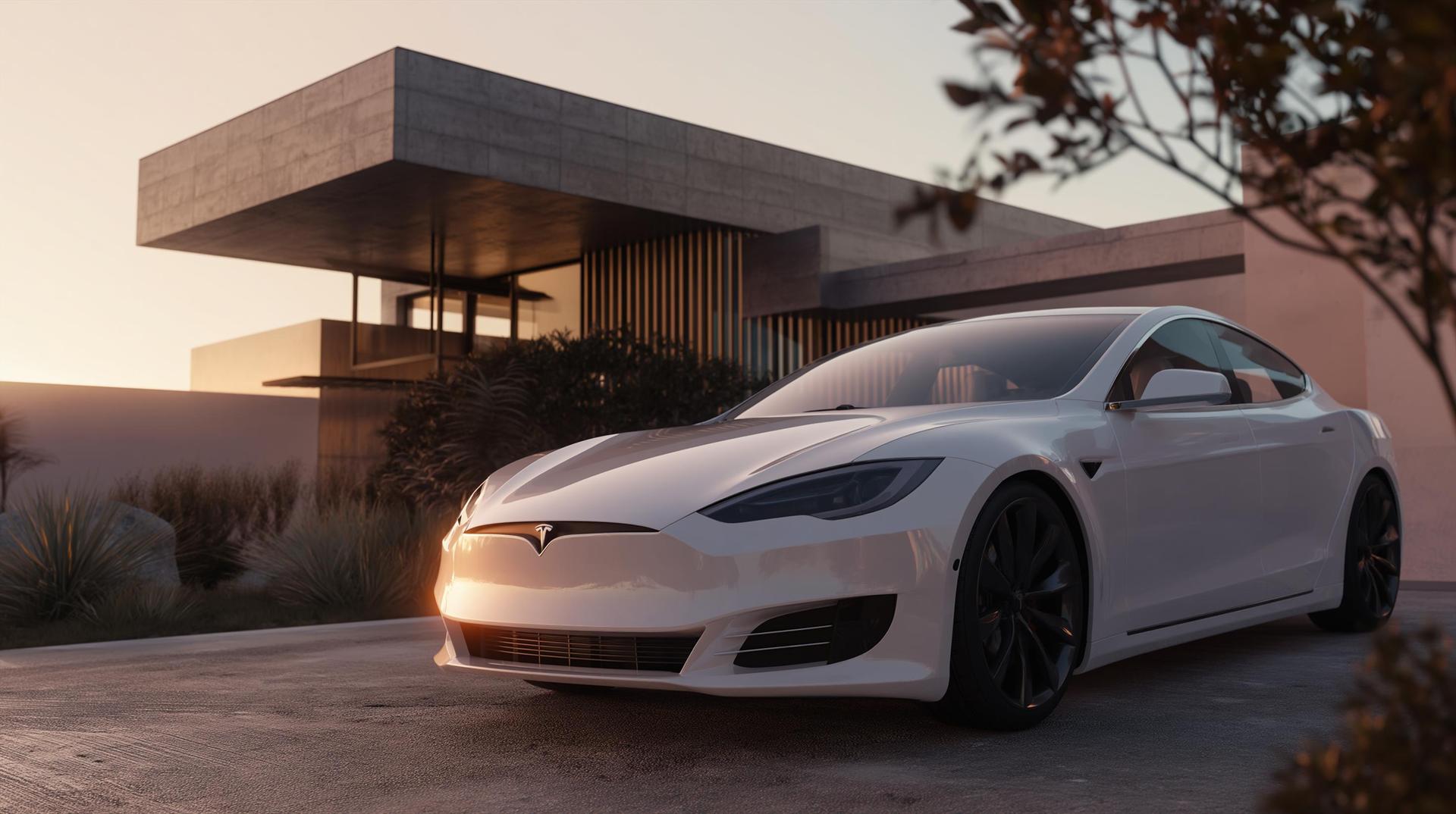 White Tesla Modernist Estate
