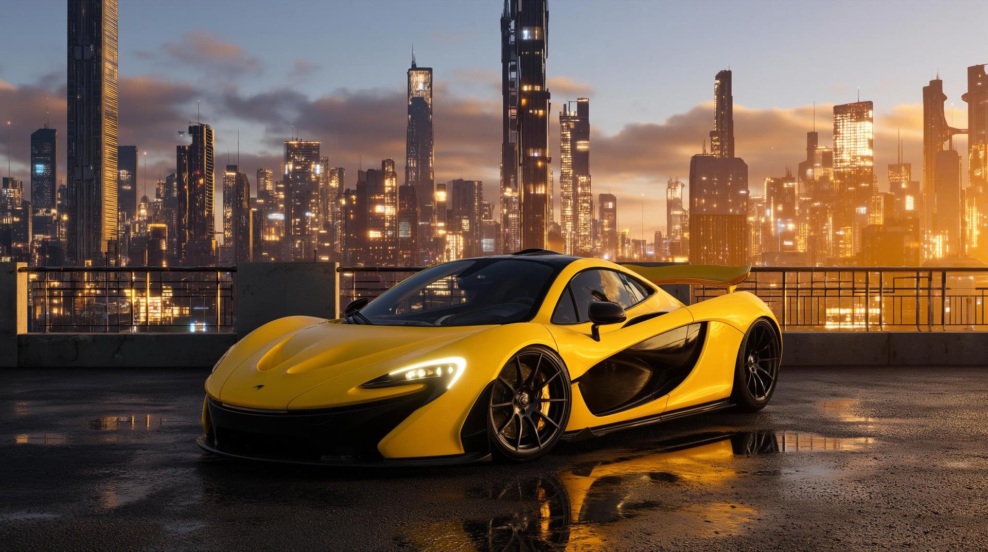 Yellow McLaren Cityscape
