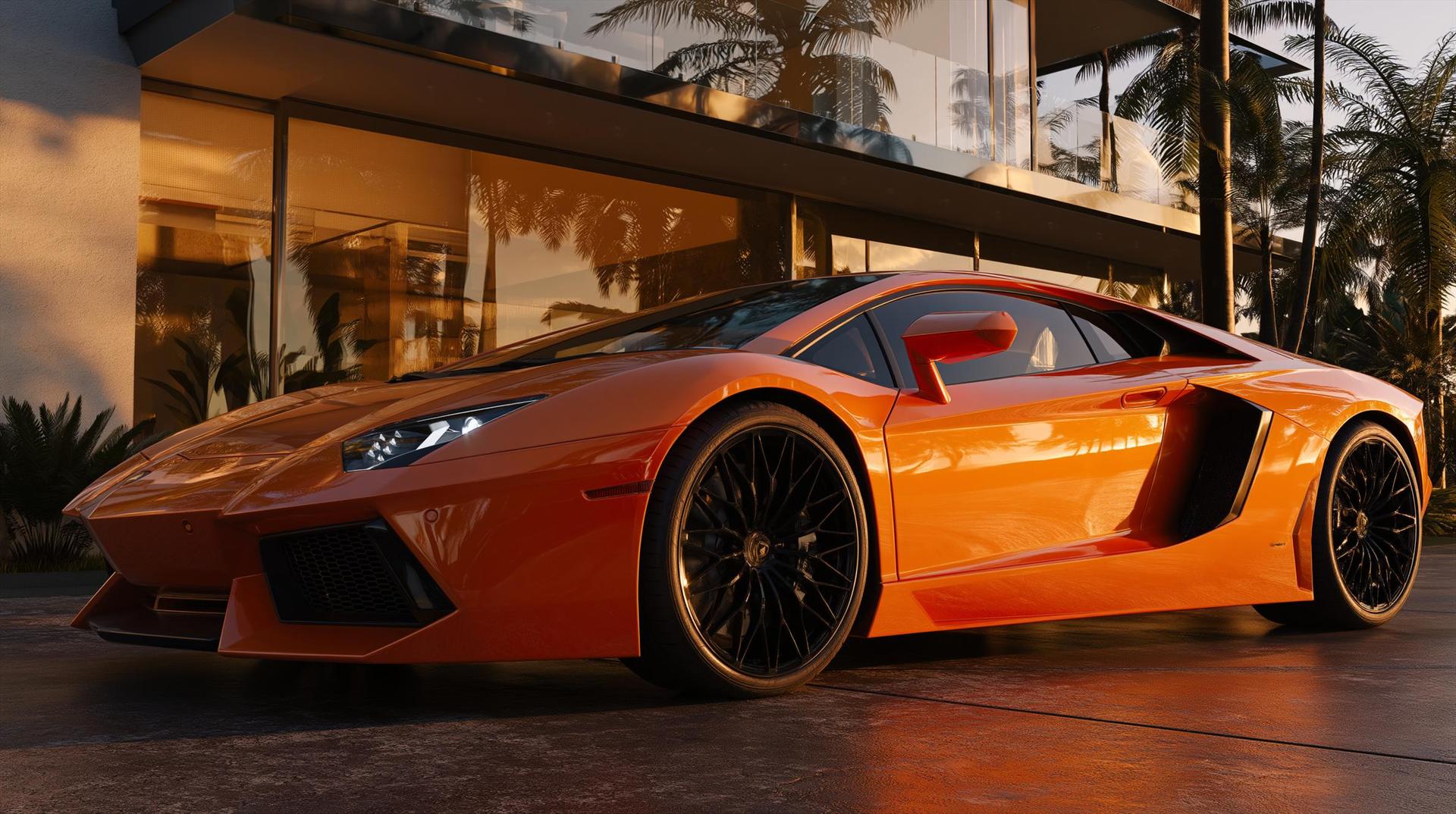 Orange Lamborghini Tropical Villa