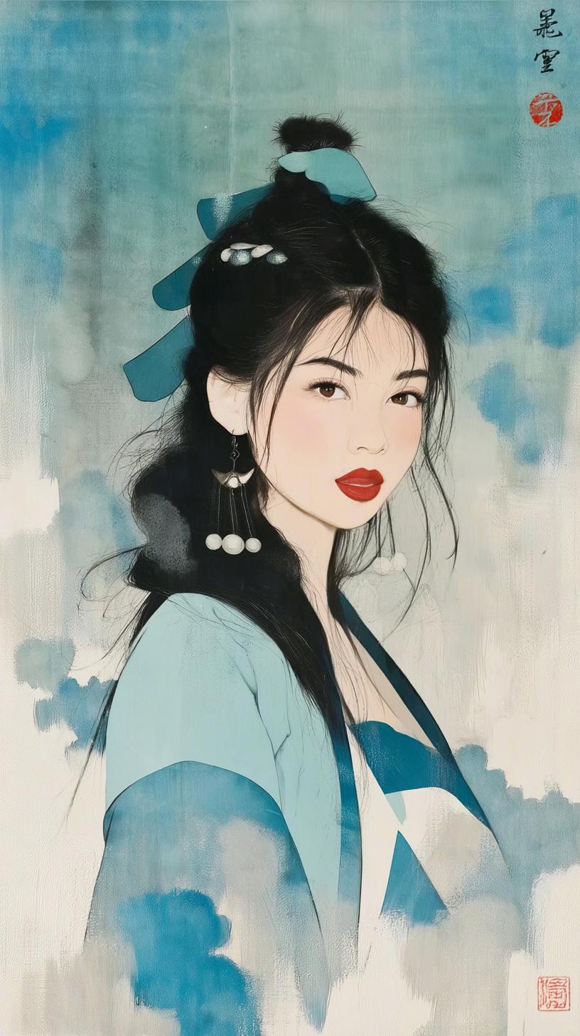 Teal Ribbon Portrait