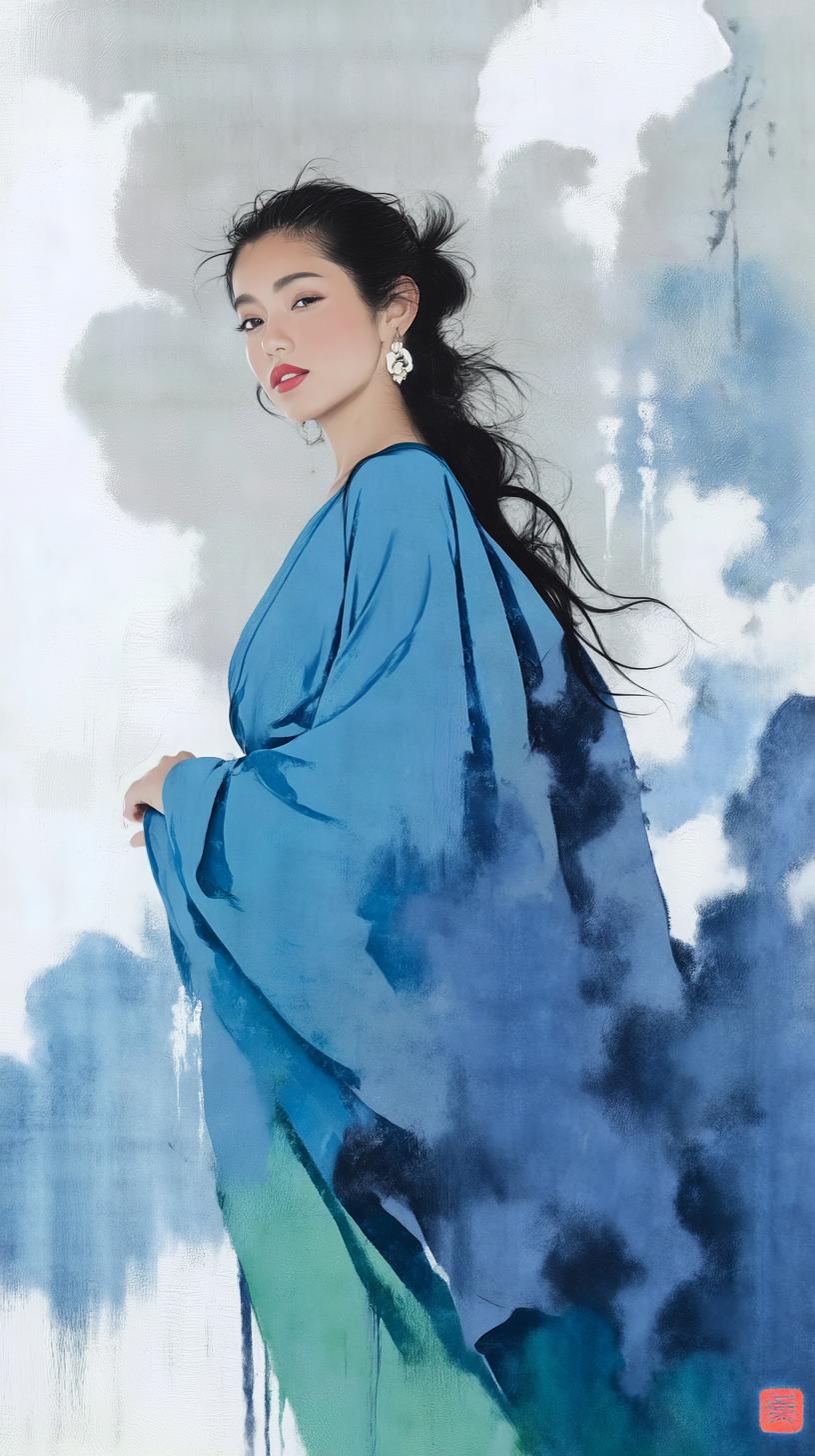 Flowing Azure Robes