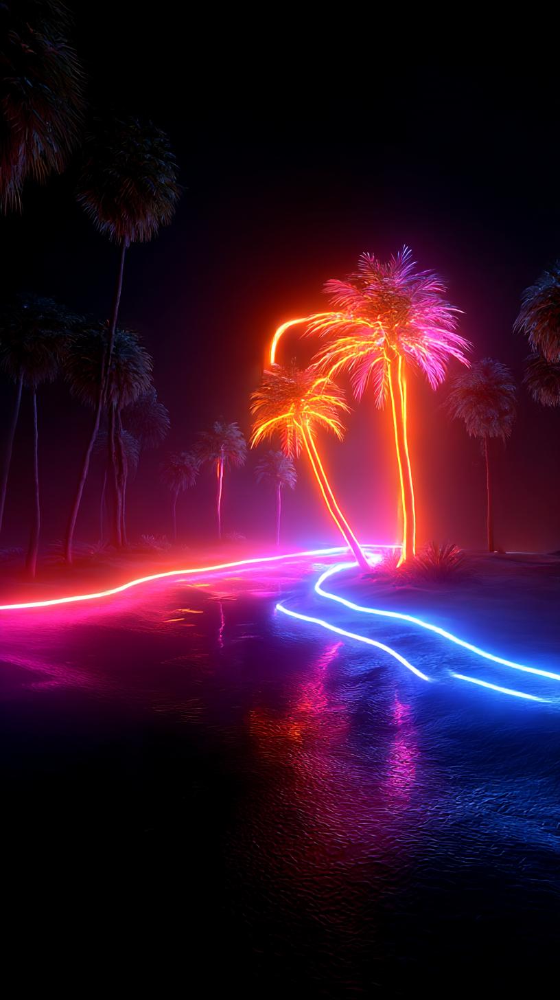 Glowing Tropical Palms