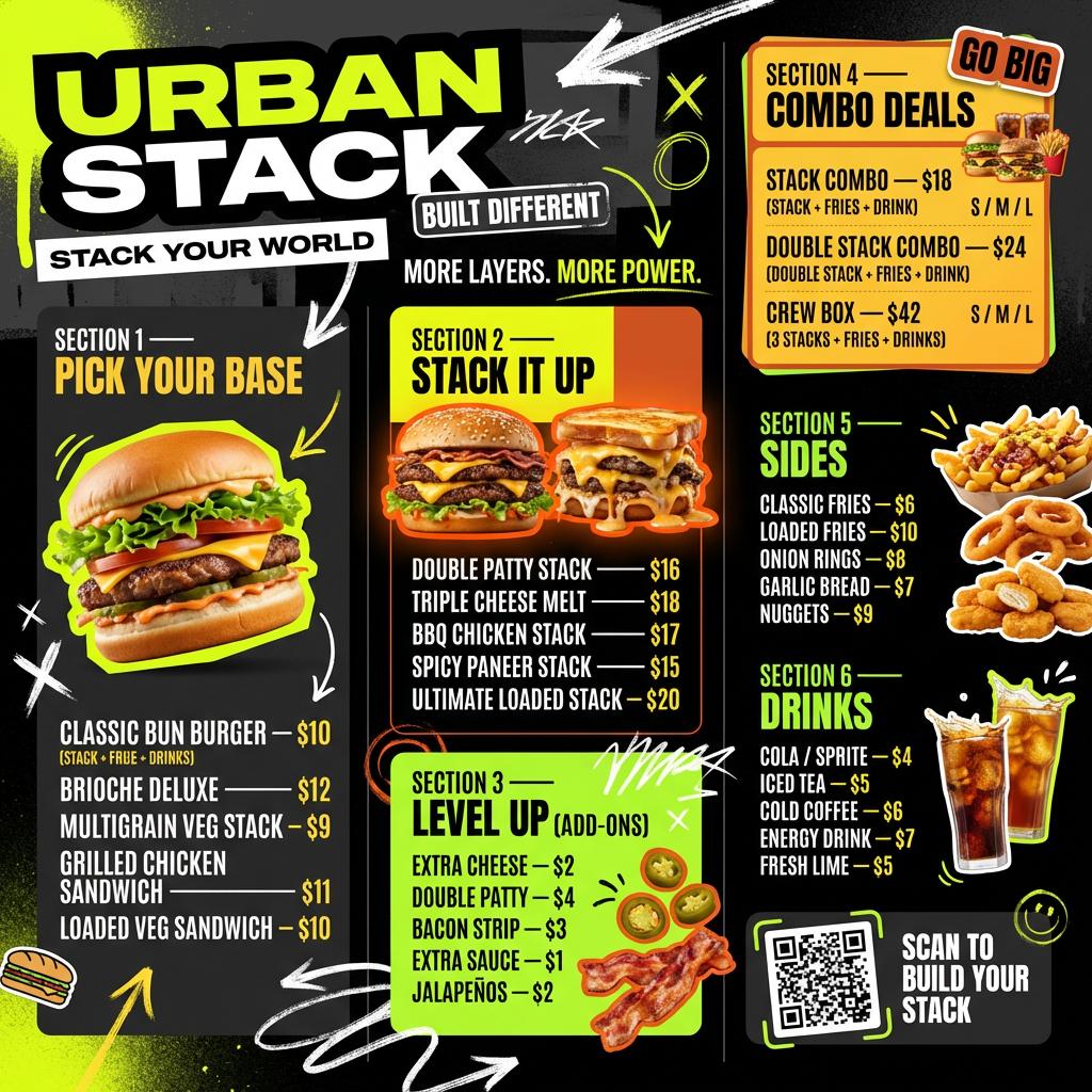 Street Style Burger Menu