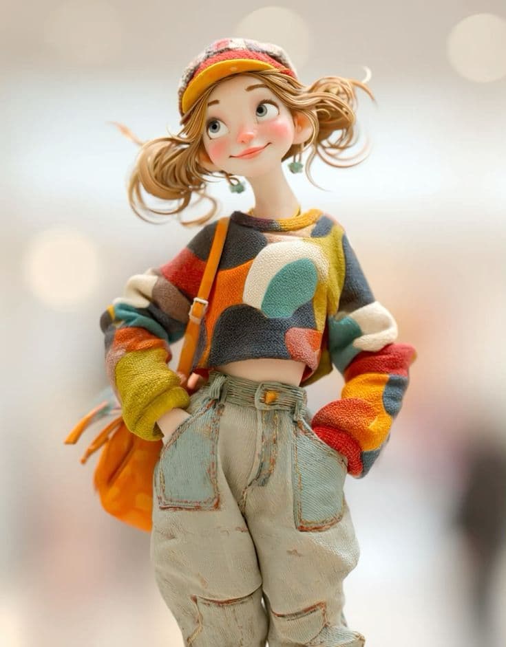 Patchwork Knit Girl