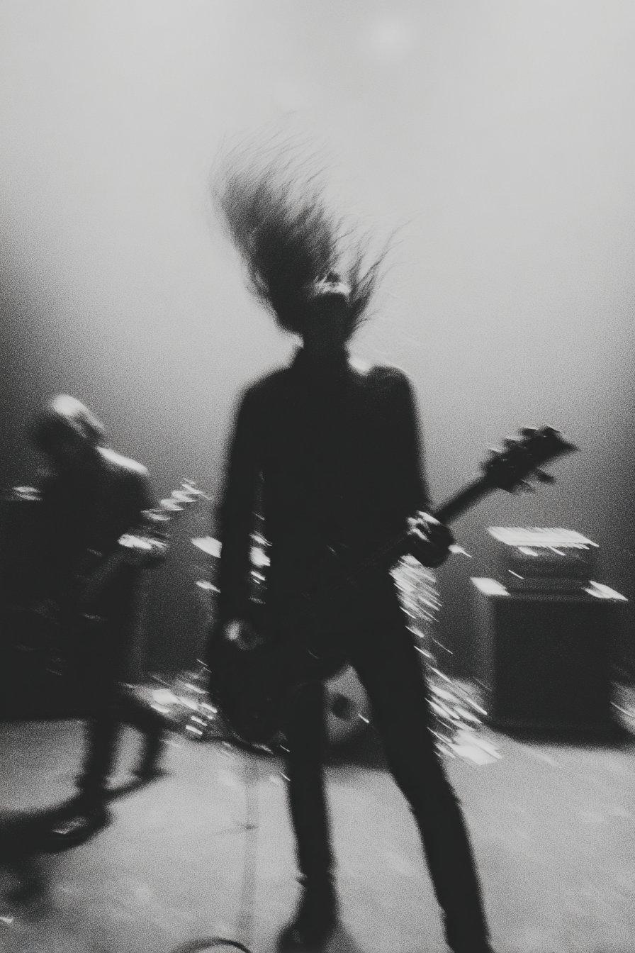 Monochrome Headbanging Silhouette