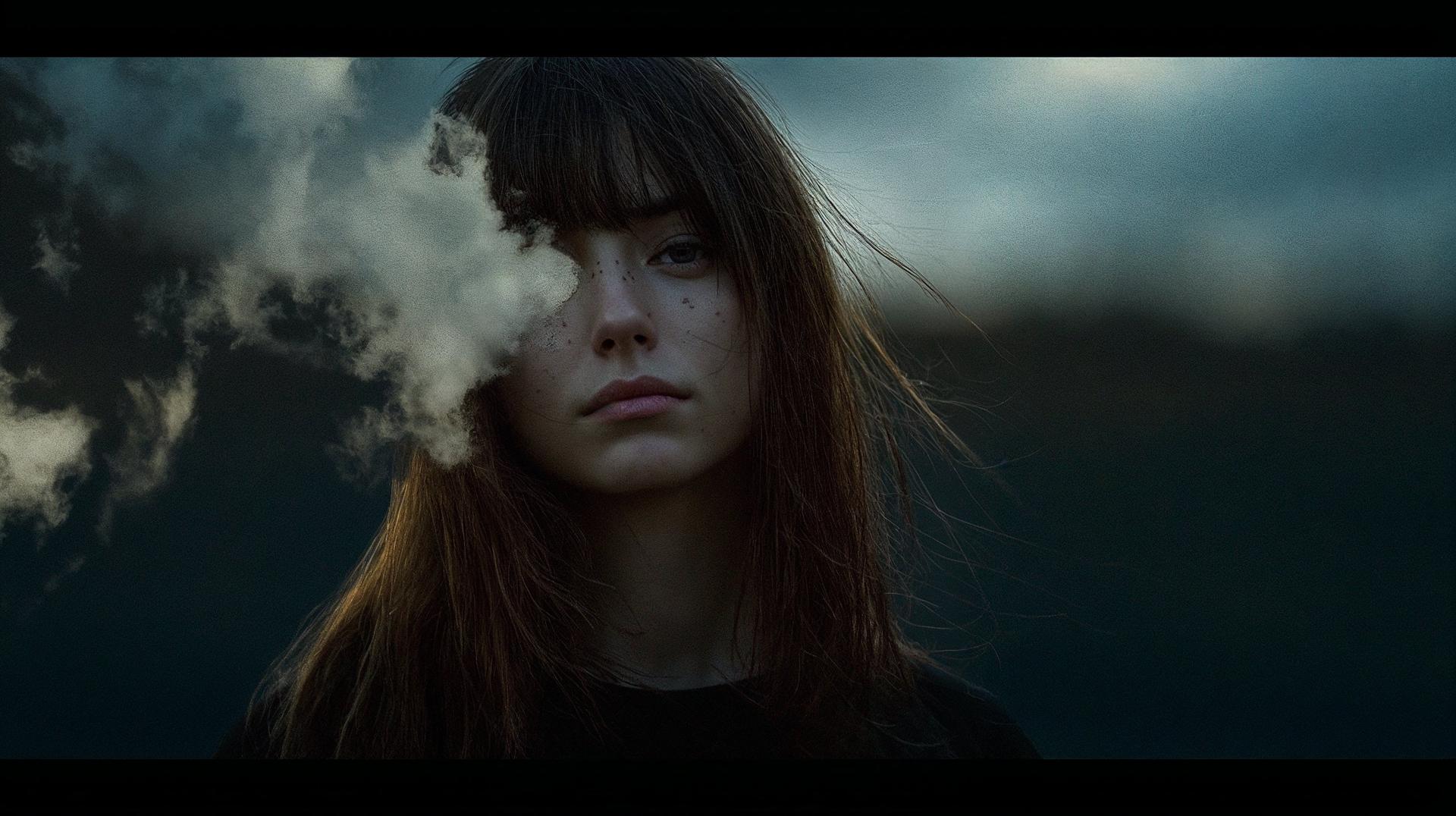 Woman Smoke Veil