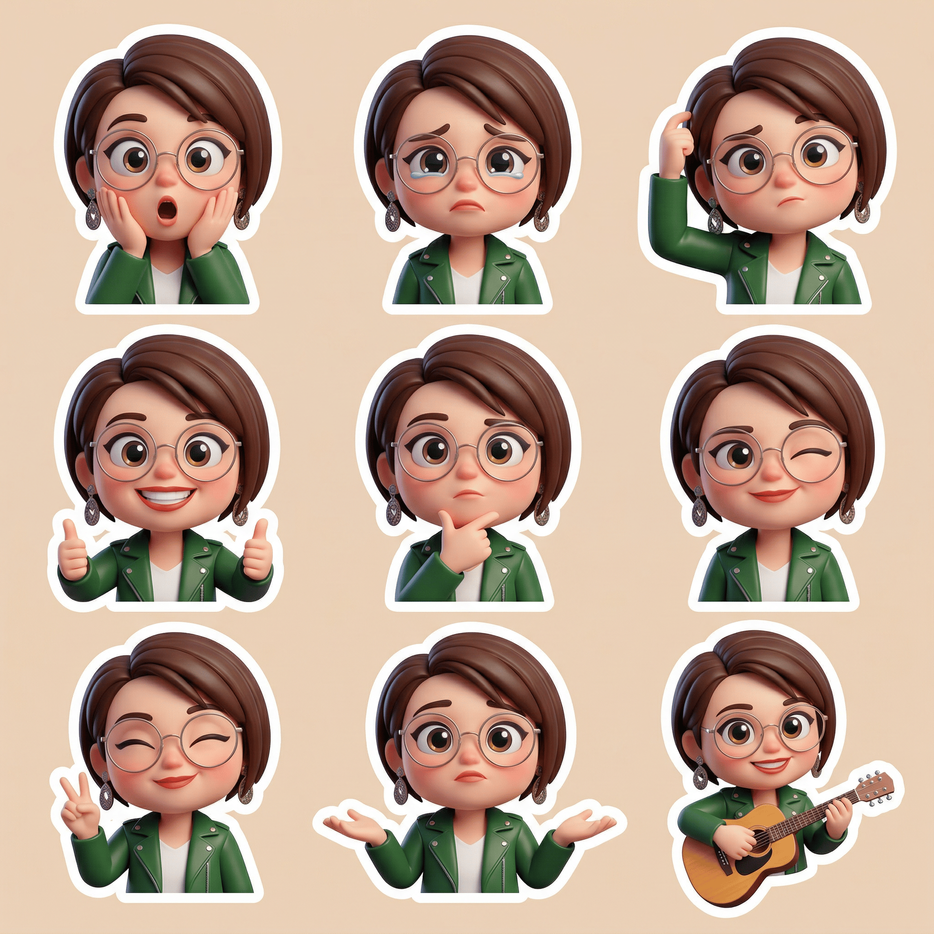 Green Jacket Brown Bob