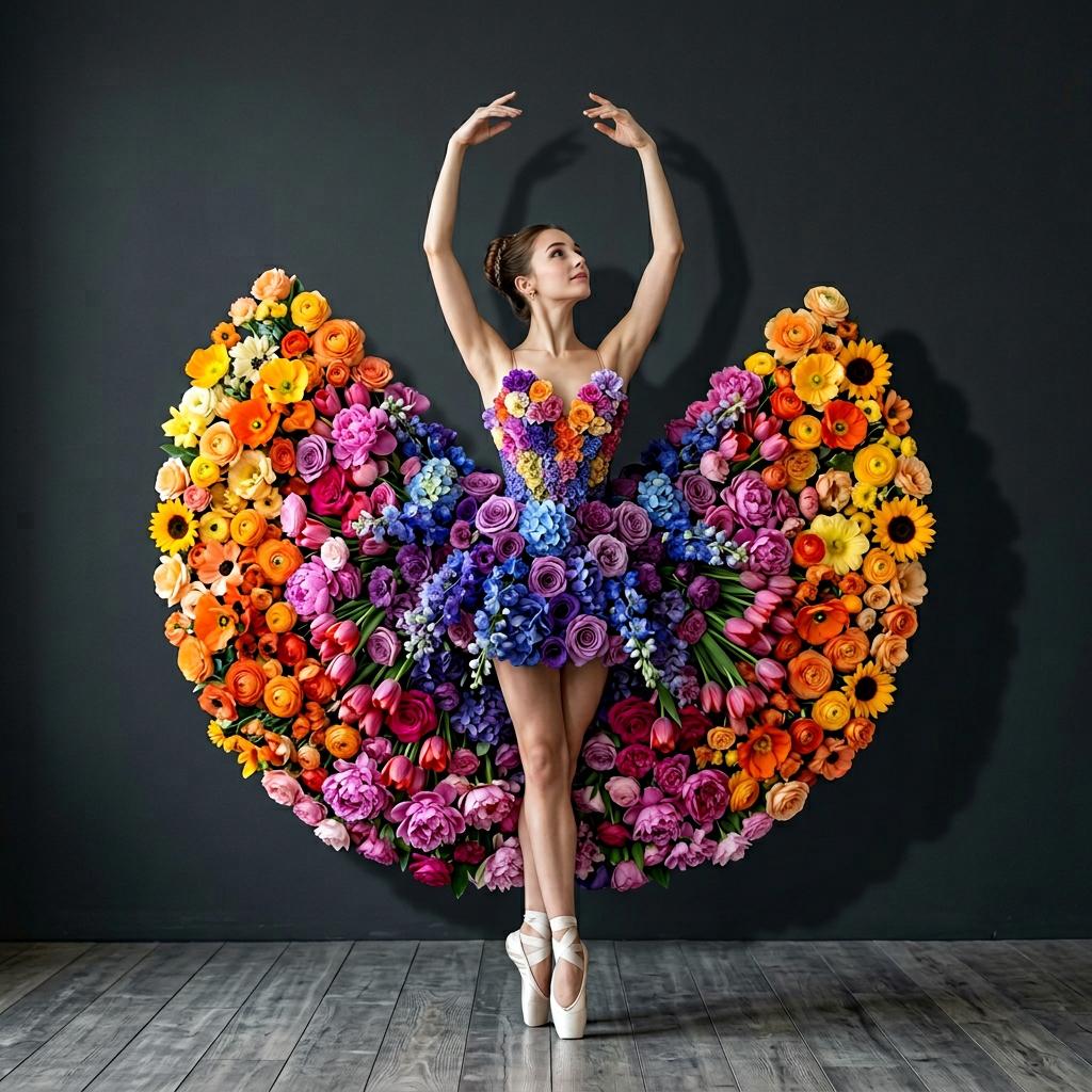 Rainbow Floral Ballerina