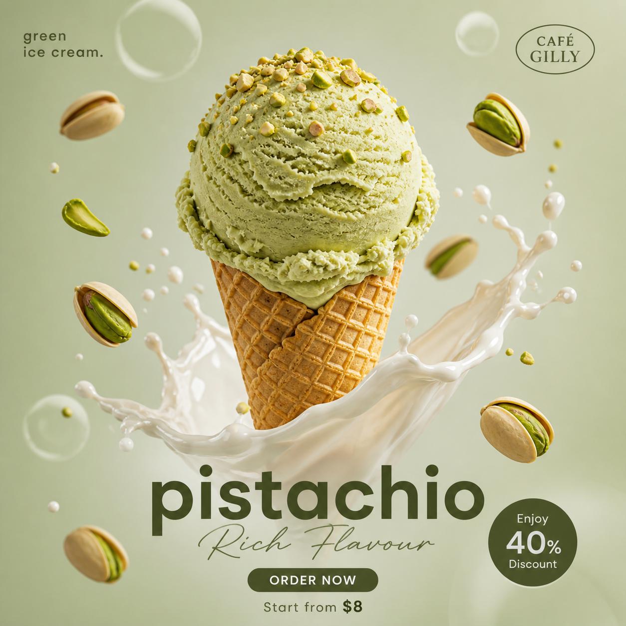 Pistachio Cream Cone