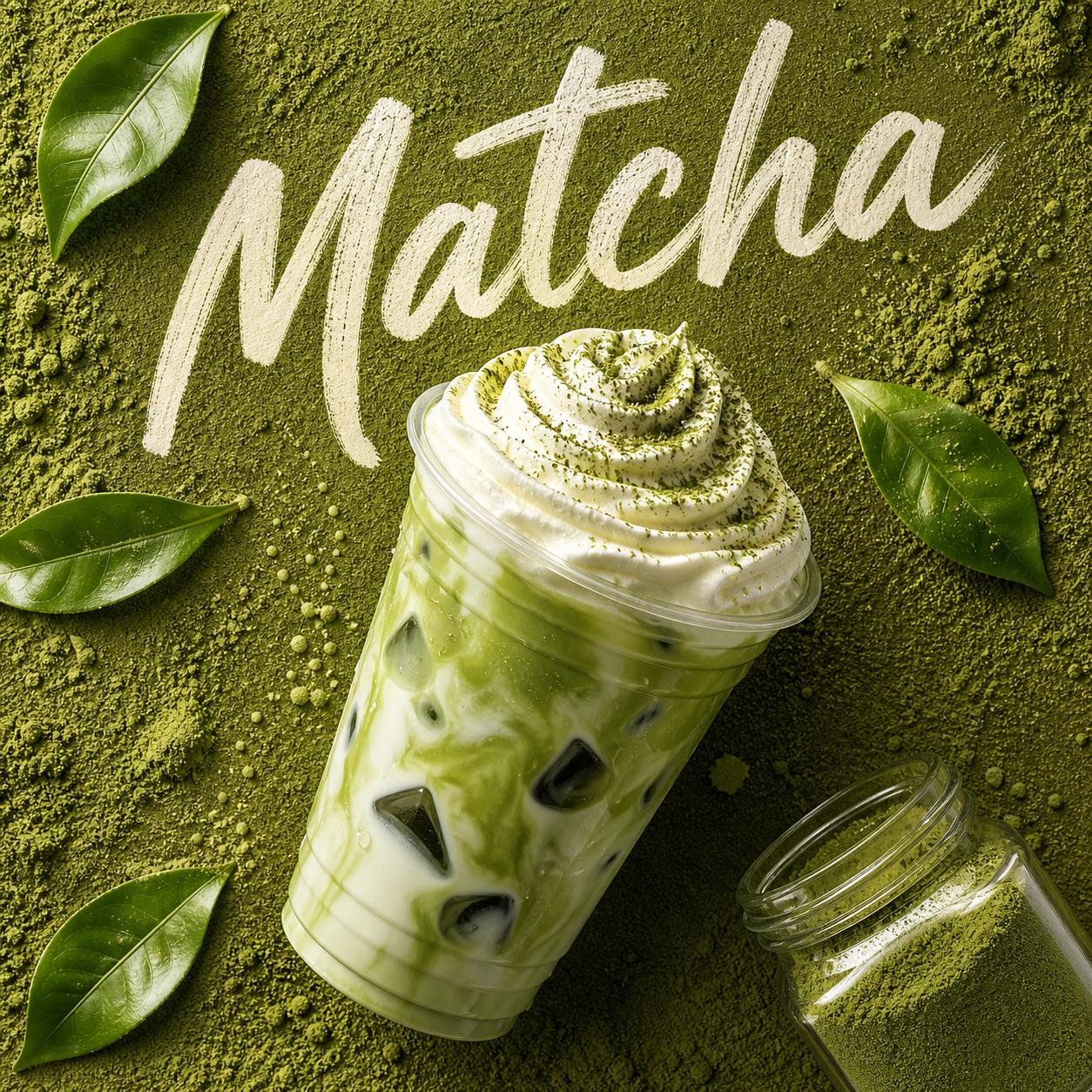 Flat-lay Matcha Latte
