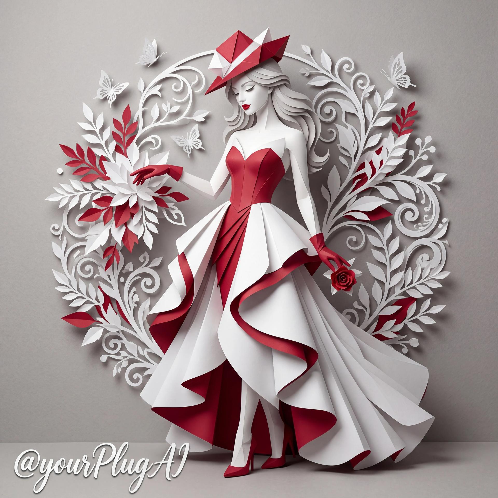 Crimson Origami Gown