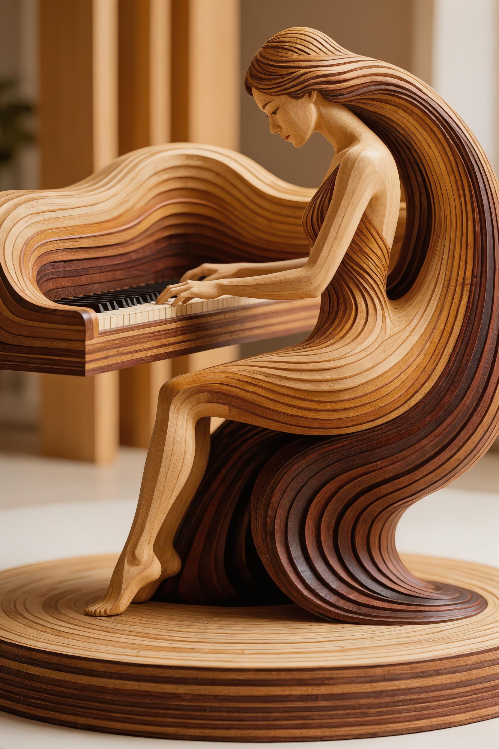 Layered Wood Pianist