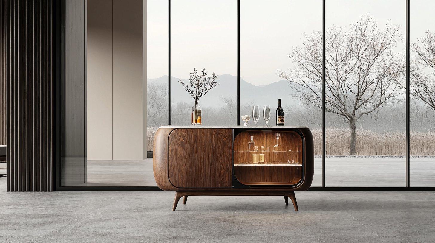 Curved Walnut Sideboard