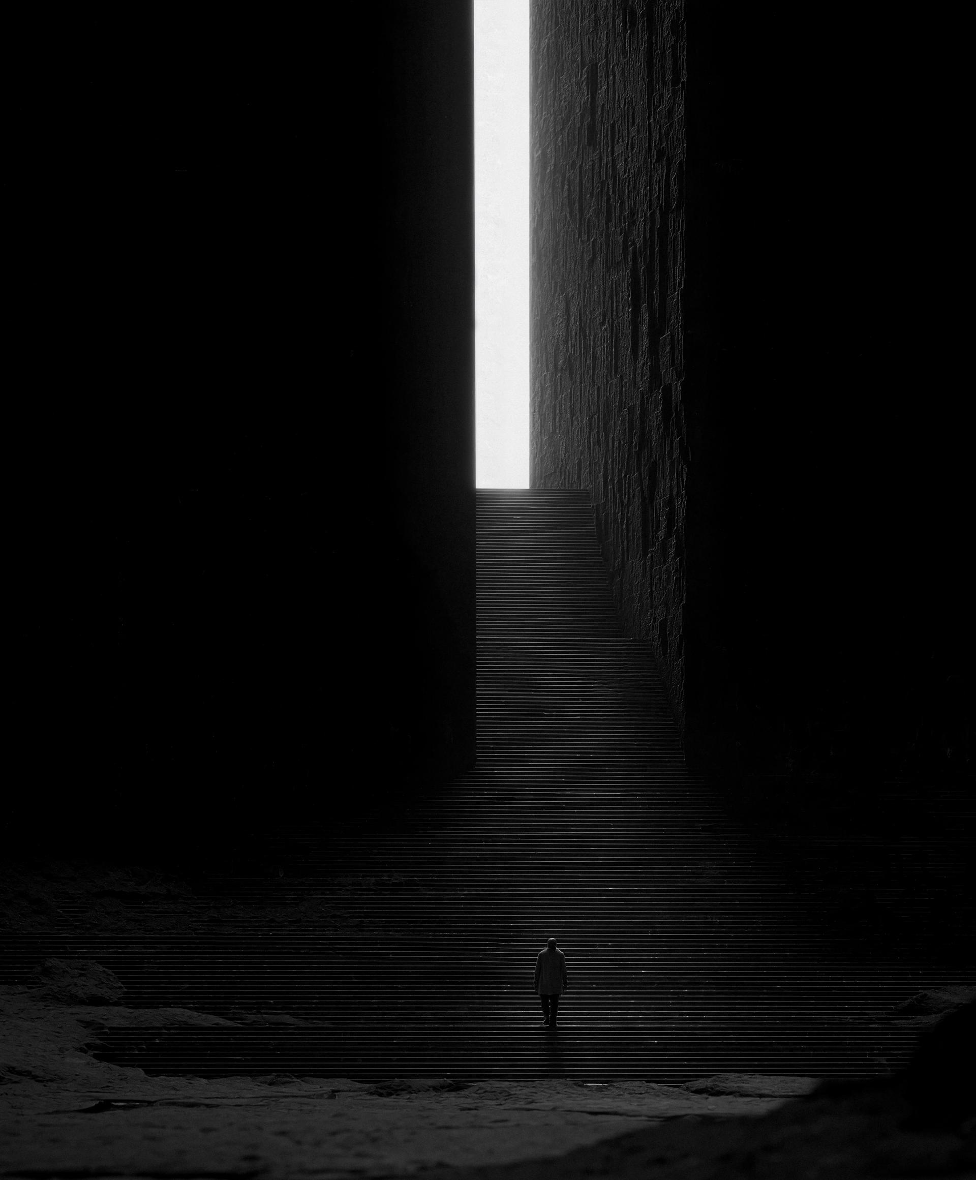 Toward the light.